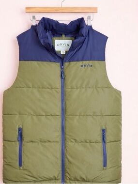 Orvis Olive and Navy Kids Puffer Vest
